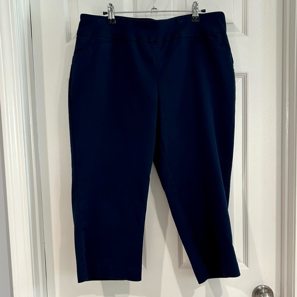 Croft & Barrow Women Capri Cropped Pants Sz 14 Stretch Navy Blue Mid Rise NWOT - Picture 7 of 13
